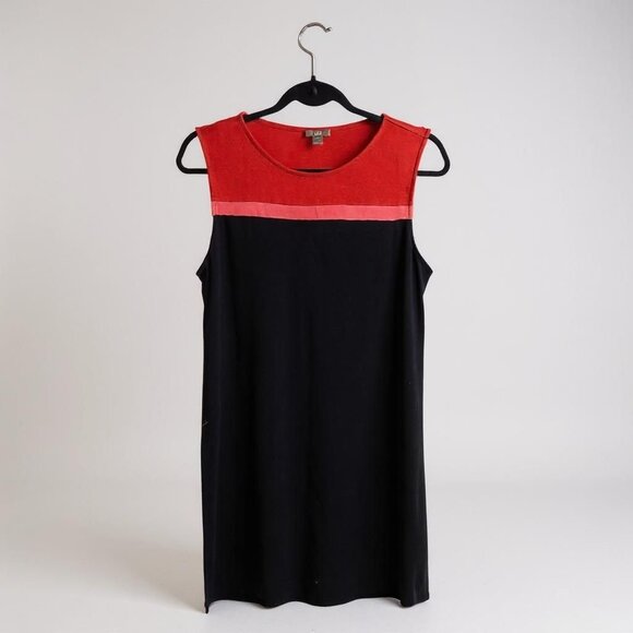 J. Jill Womens Sleeveless Red &‎ Black Color Block Stretch Dress M - Picture 1 of 7